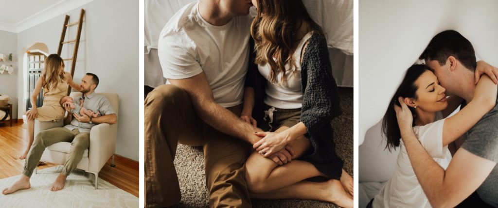 In-home engagement photo outfit ideas